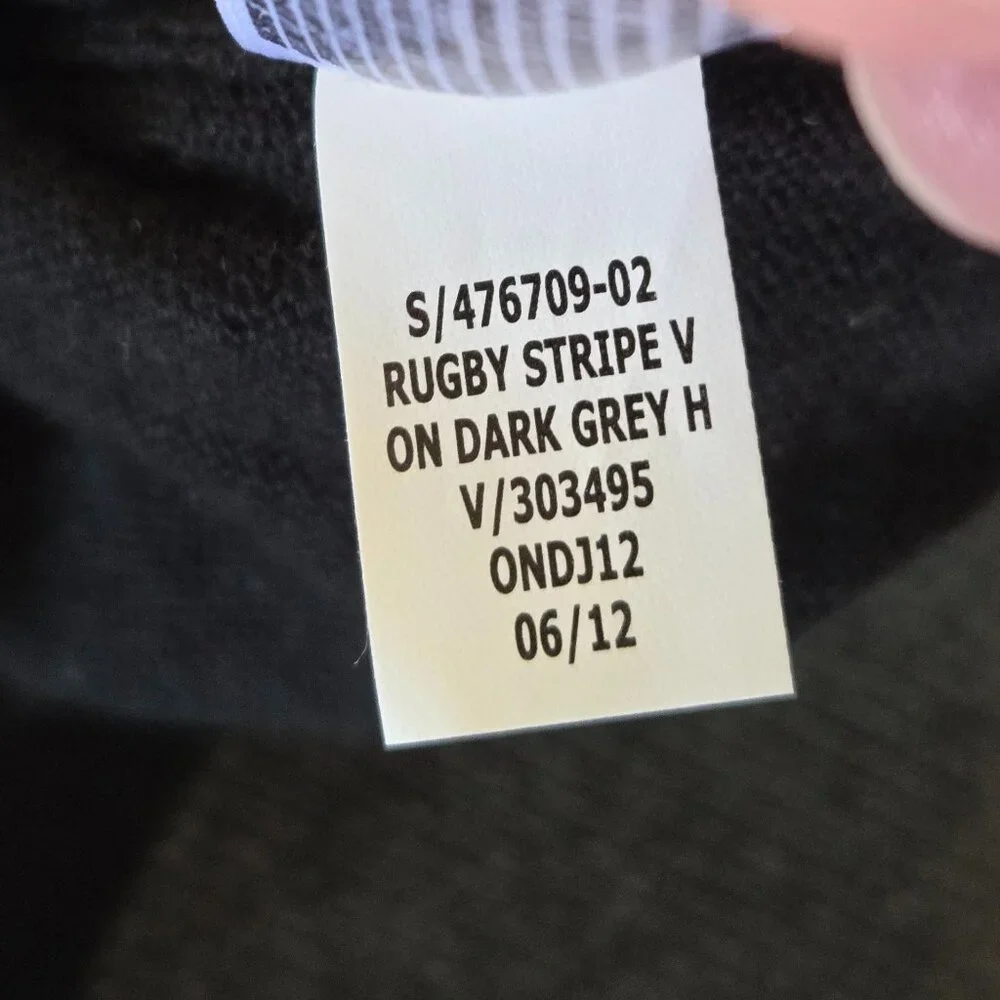 Old Navy Men’s Rugby Black/Dark Gray Stripe V-Neck Sweater, XL